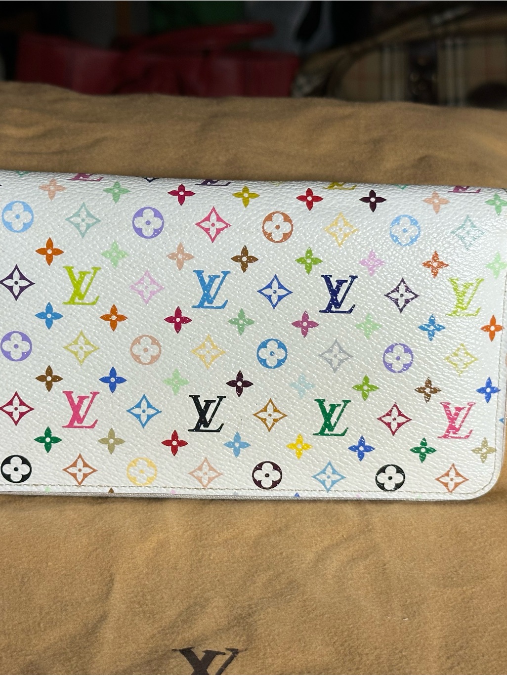 Louis Vuitton White Multicolor Monogram Canvas Zip Wallet